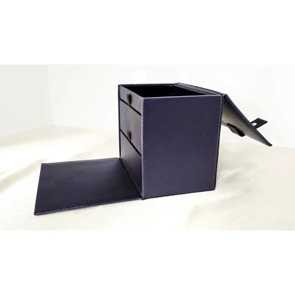 Boucheron France 3 Tier Faux Snakeskin Purple Jewelry Box 2 Drawers Luxury